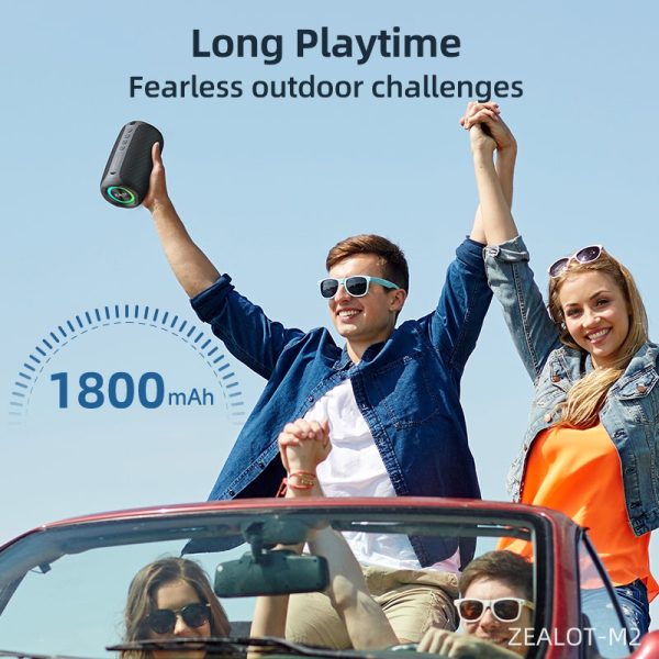 ZEALOT-M2 Bluetooth Dinamik, Ultra Portativ, 15 Saata qədər İstifadə, IP65 Suya və Toza Davamlı, Outdoor üçün Güclü Səs - Image 2