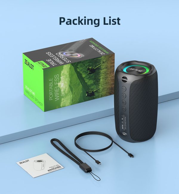 ZEALOT-M2 Bluetooth Dinamik, Ultra Portativ, 15 Saata qədər İstifadə, IP65 Suya və Toza Davamlı, Outdoor üçün Güclü Səs - Image 5