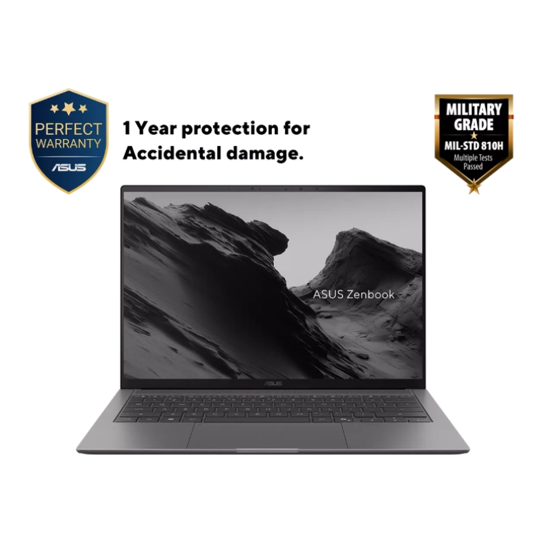 ASUS ZenBook S 14 OLED UX5406AA-SW046W ultra-nazik premium noutbuk ön görünüşü.