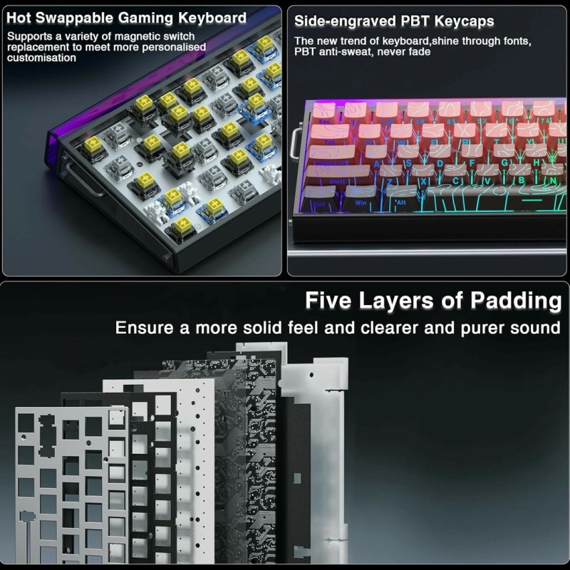 AULA Hero 68 HE Hall Effect maqnit açarlı gaming klaviatura RGB ilə.