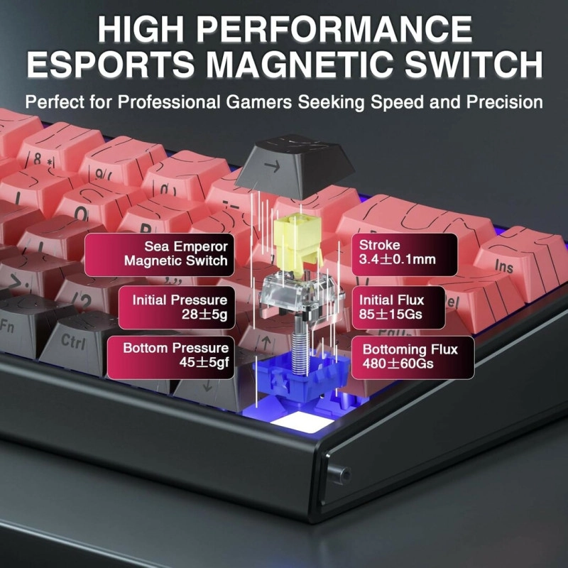 AULA Hero 68 HE Hall Effect maqnit açarlı gaming klaviatura RGB ilə.