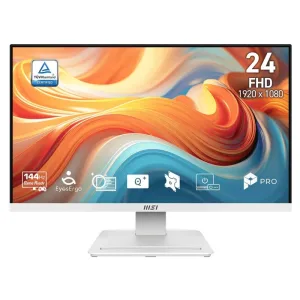 MSI PRO MP241W-E14V 23.8 düym ağ rəngli ofis monitoru ön görünüş.